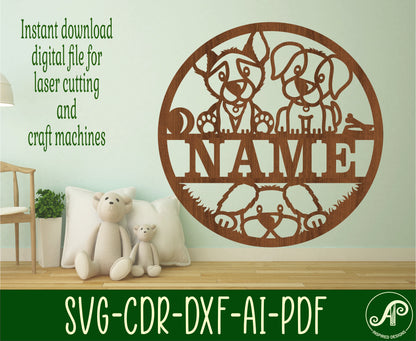 Dogs name wall sign. SVG / DXF / AI / PDF / CDR