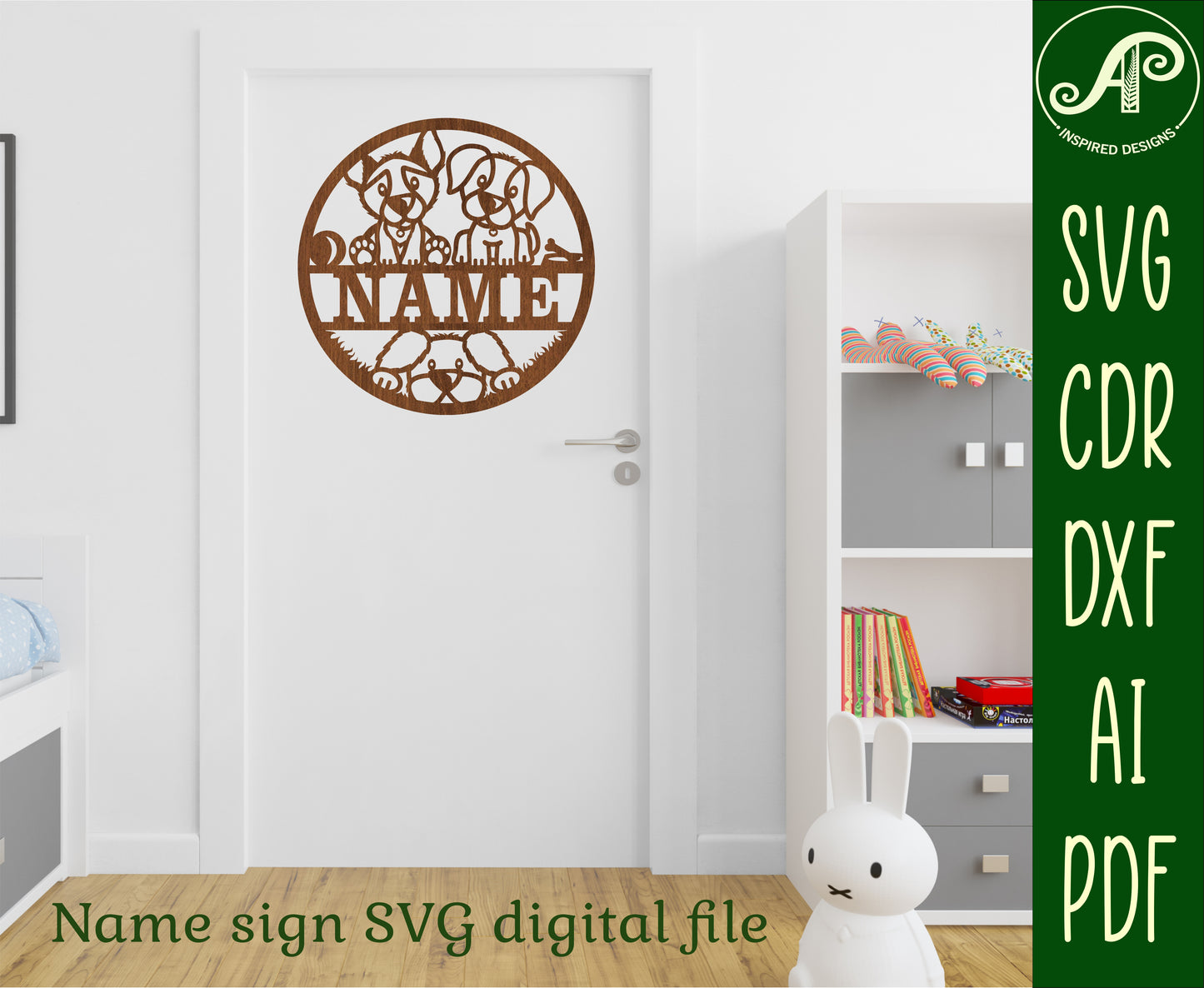 Dogs name wall sign. SVG / DXF / AI / PDF / CDR