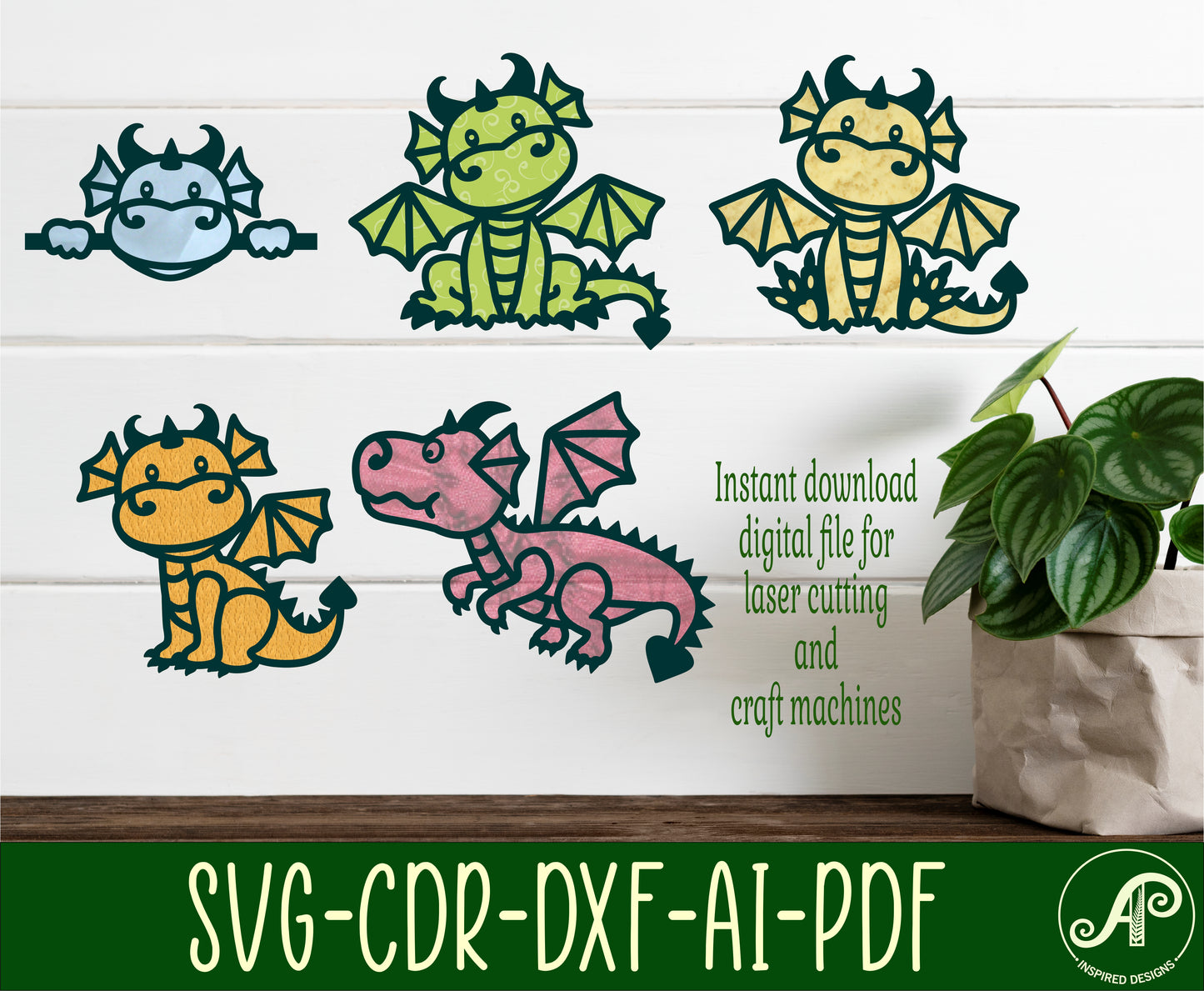 Dragon designs, 5 two layer shapes