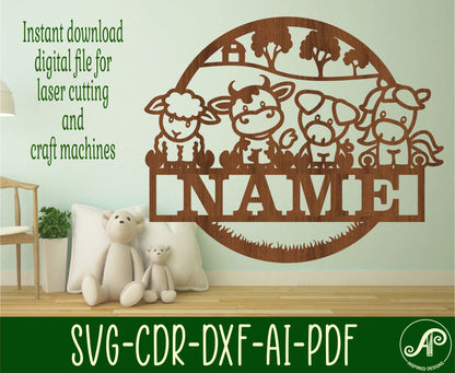 Cute farm name wall sign. SVG / DXF / AI / PDF / CDR