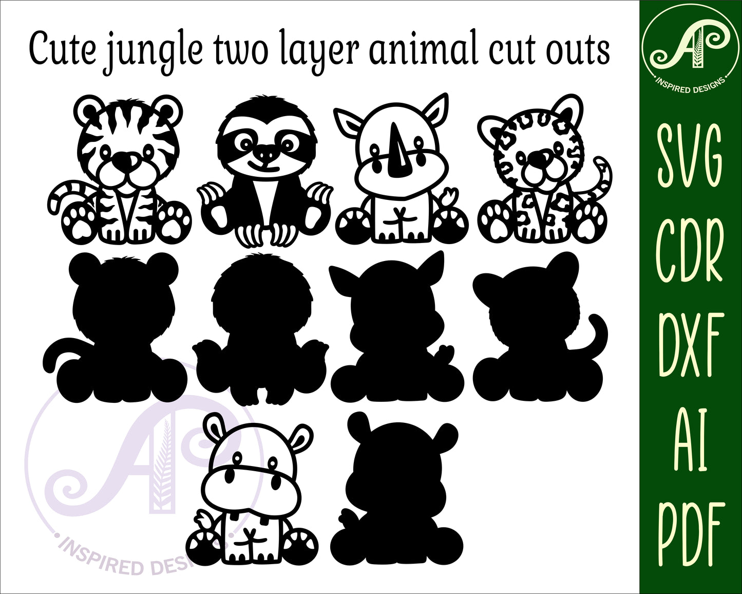 Jungle designs, 5 two layer shapes