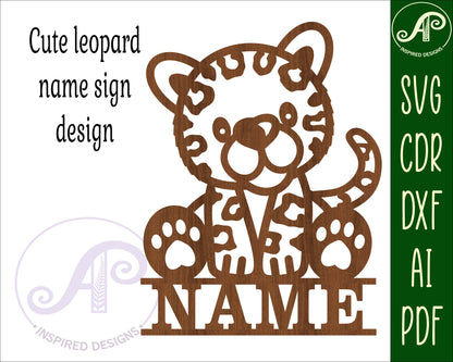 Cute Leopard shape name sign SVG / DXF / AI / PDF / CDR