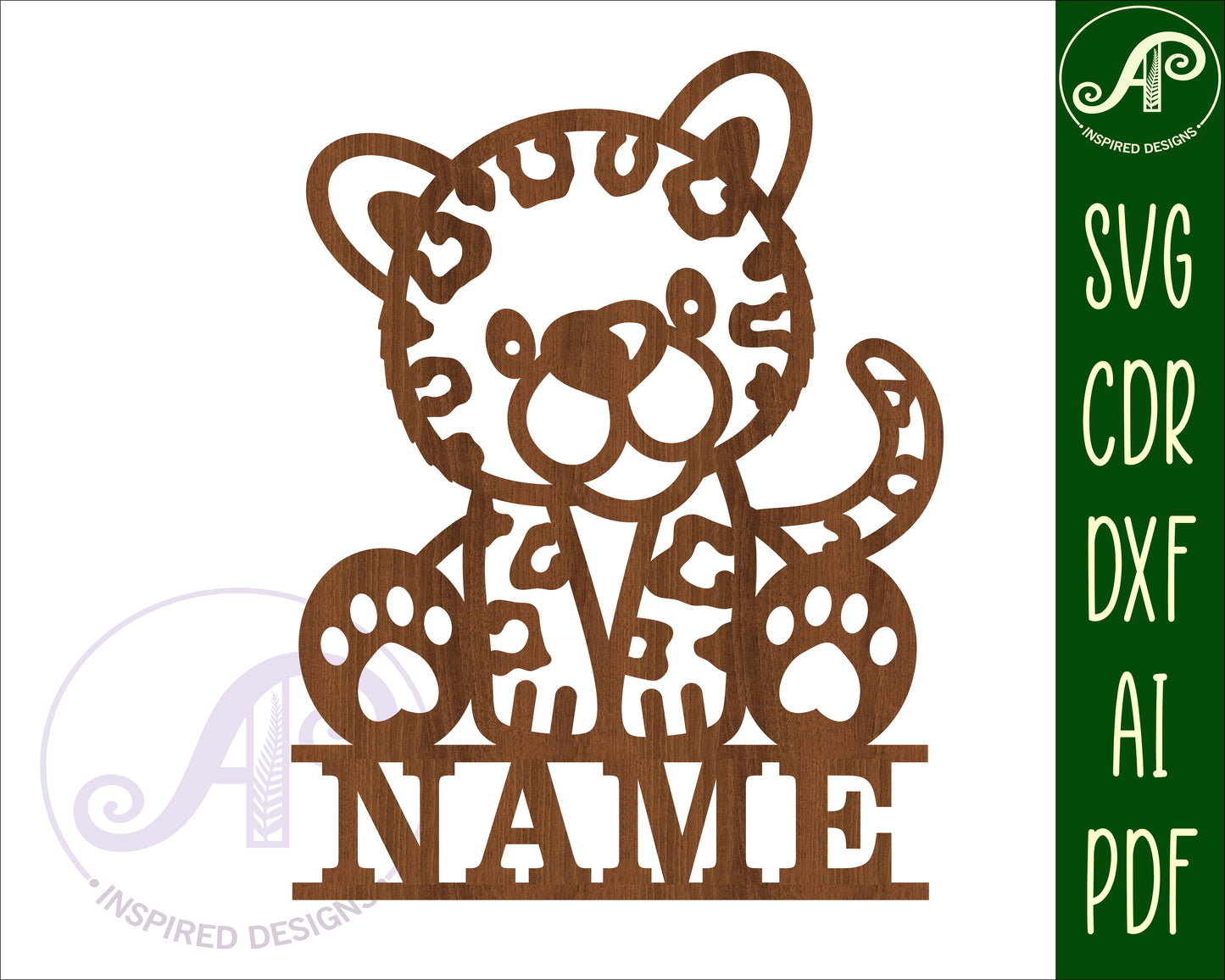 Cute Leopard shape name sign SVG / DXF / AI / PDF / CDR