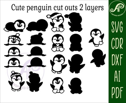 Penguin designs, 10 two layer shapes