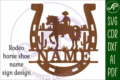 Rodeo Horse shoe shape name sign SVG / DXF / AI / PDF / CDR