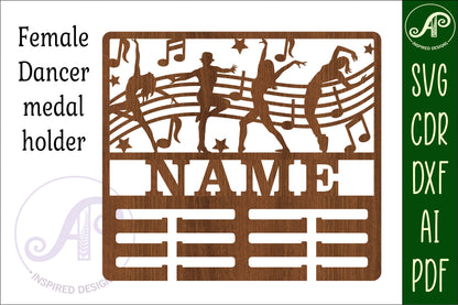 Dancer female medal holder sign. SVG / DXF / AI / PDF / CDR