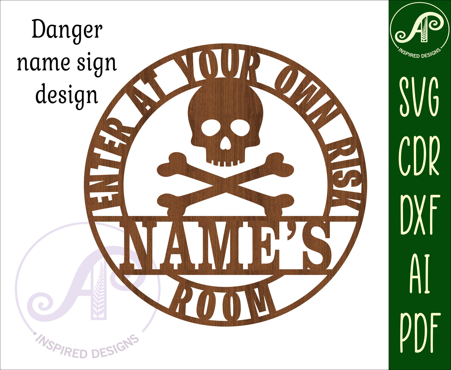 Danger name wall sign. SVG / DXF / AI / PDF / CDR