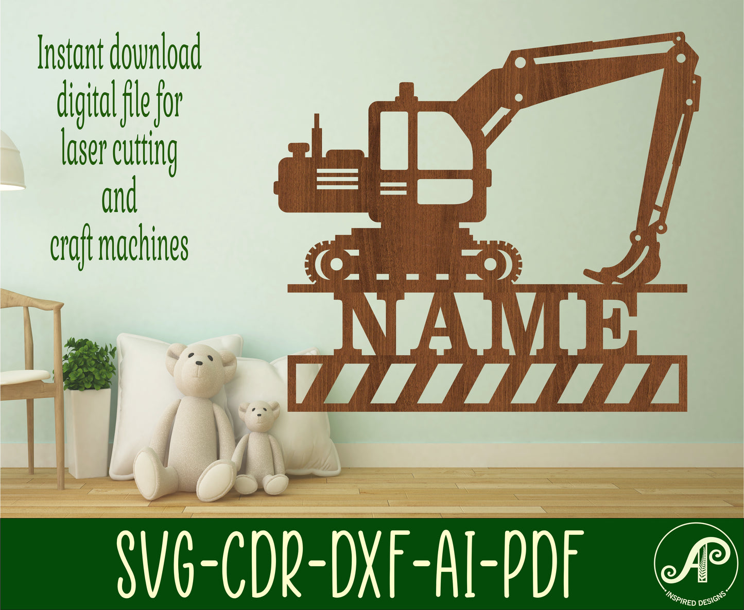 Digger shape name sign SVG / DXF / AI / PDF / CDR