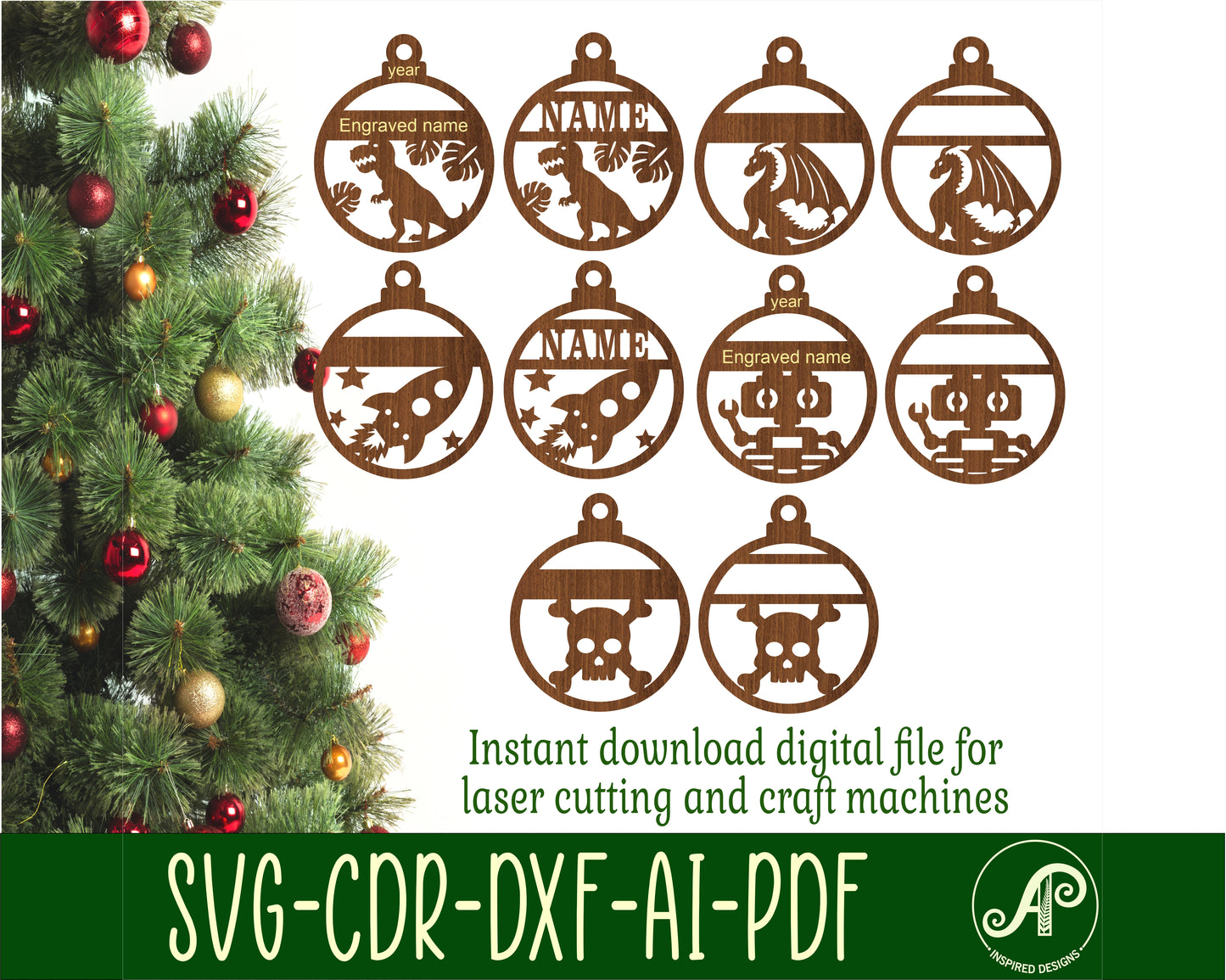 Boys theme set ornament designs SVG / DXF / AI / PDF