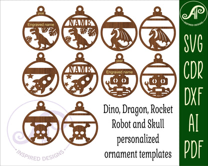 Boys theme set ornament designs SVG / DXF / AI / PDF