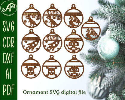 Boys theme set ornament designs SVG / DXF / AI / PDF