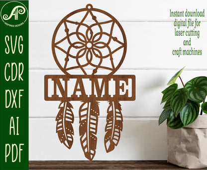 Dreamcatcher shape name sign SVG / DXF / AI / PDF / CDR