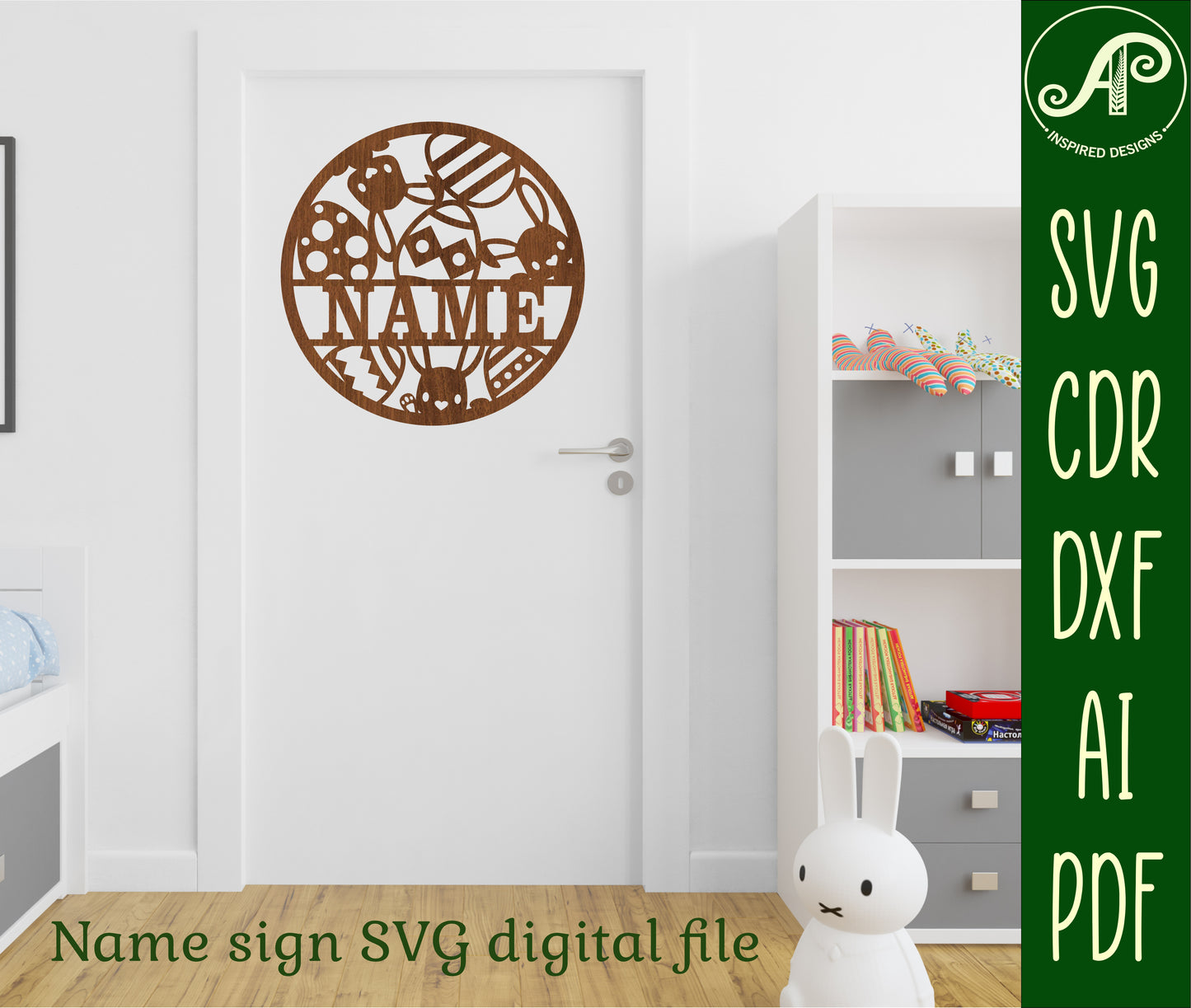 Easter name wall sign. SVG / DXF / AI / PDF / CDR