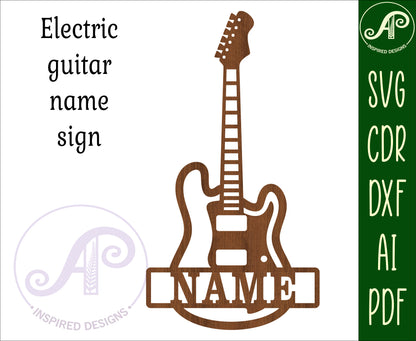 Electric guitar shape name sign SVG / DXF / AI / PDF / CDR