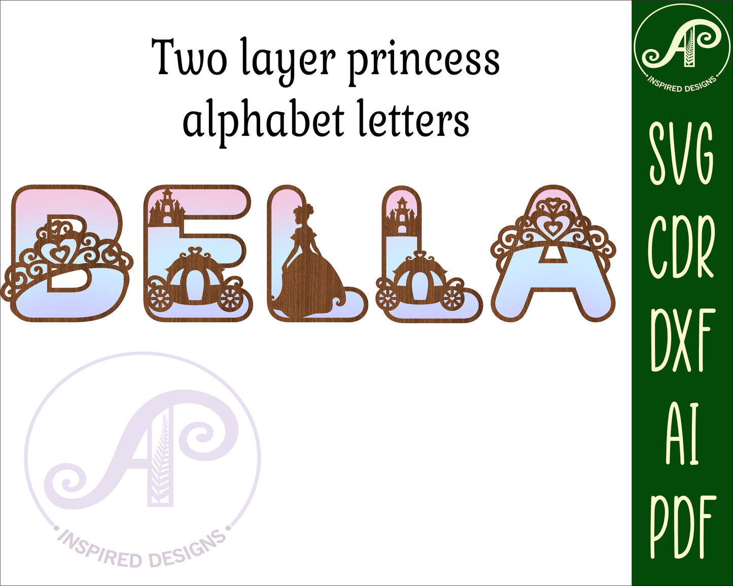 Princess alphabet letter set. 78 letter options