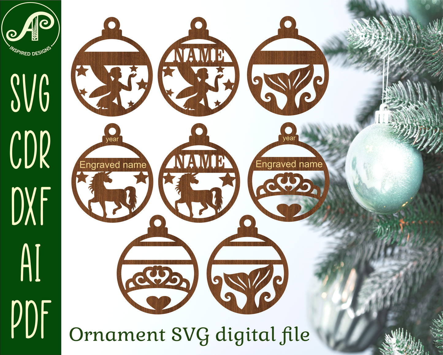 Girls theme set ornament designs SVG / DXF / AI / PDF