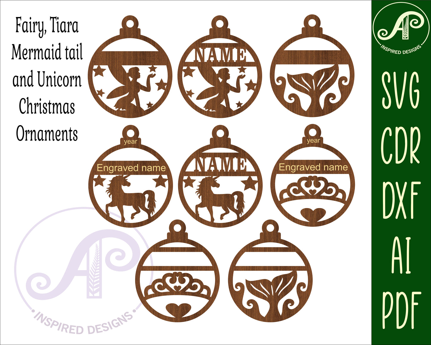 Girls theme set ornament designs SVG / DXF / AI / PDF