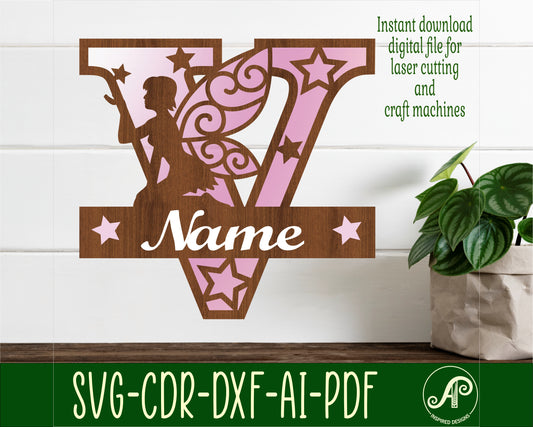 Fairy layered monogram sign SVG / DXF / AI / PDF / CDR