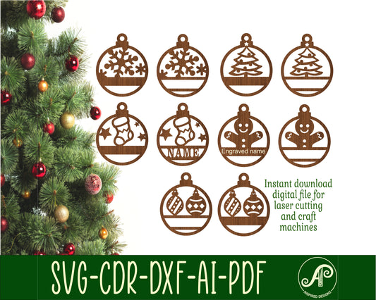 Festive ornament design bundle SVG / DXF / AI / PDF