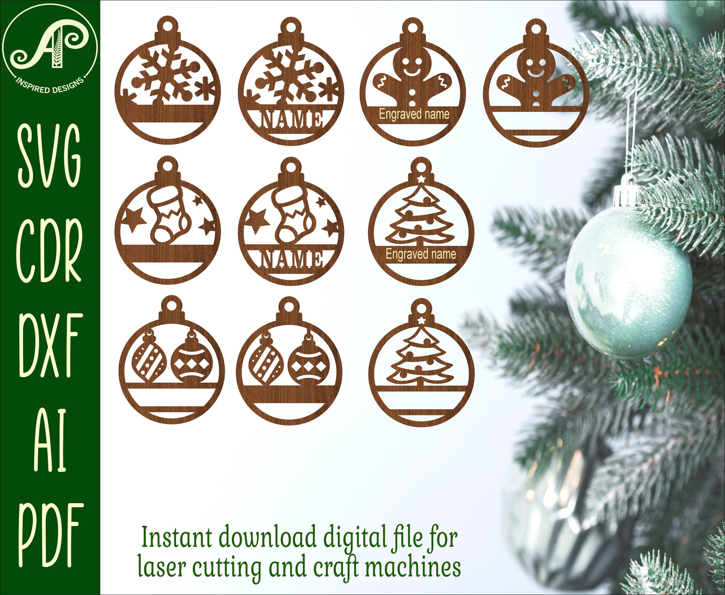 Festive ornament design bundle SVG / DXF / AI / PDF