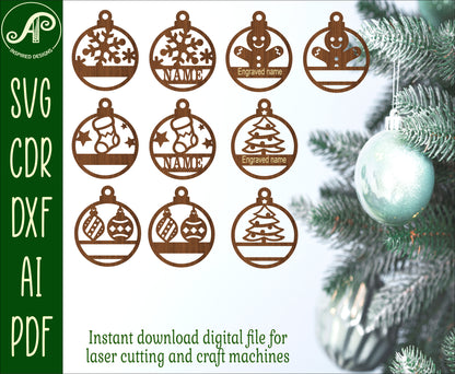 Festive ornament design bundle SVG / DXF / AI / PDF