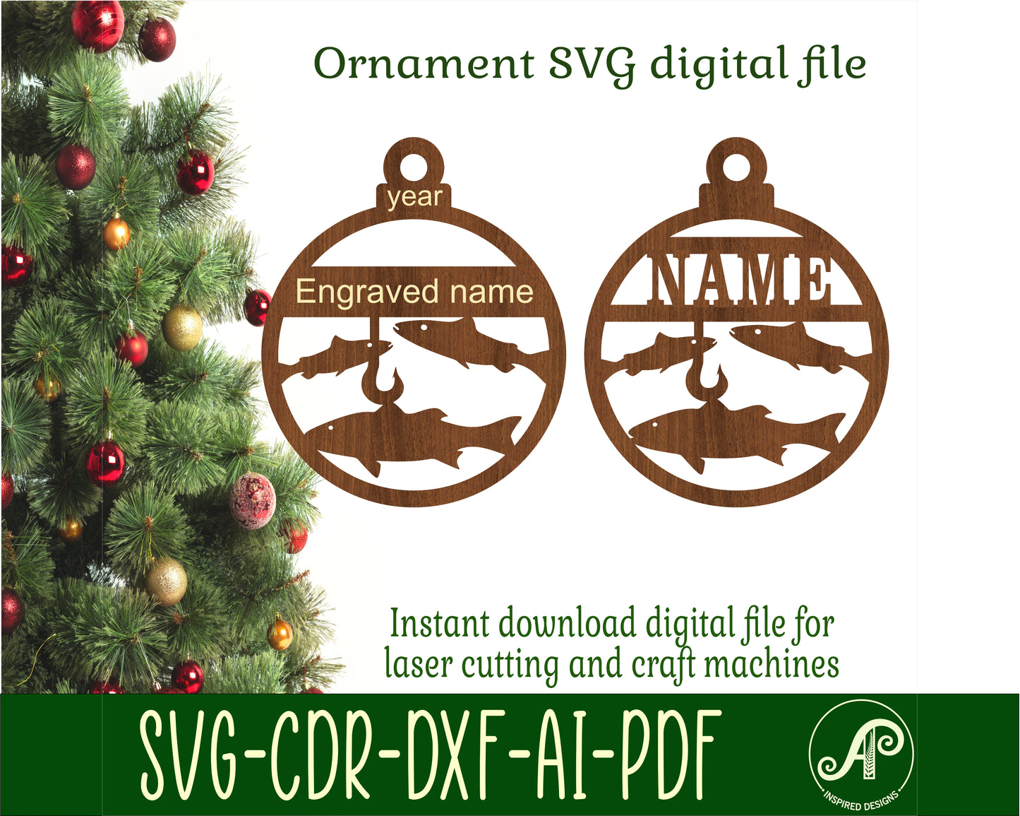 Fishing ornament design SVG / DXF / AI / PDF