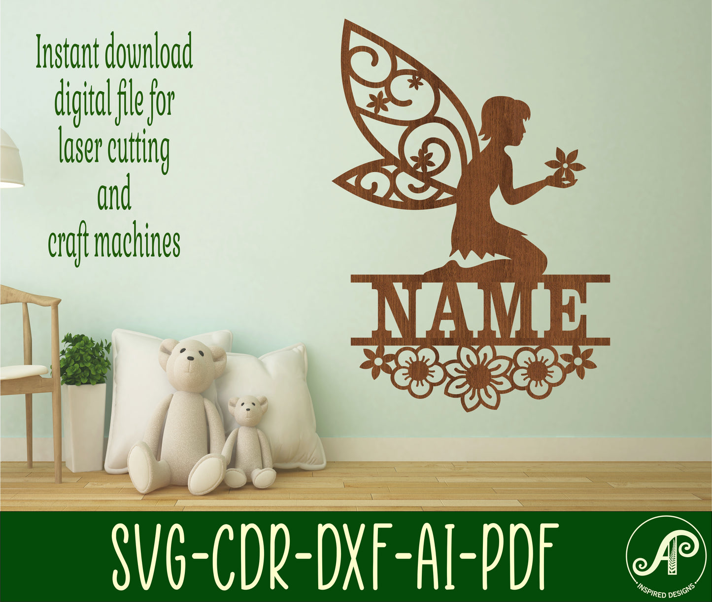 Flower fairy shape name sign SVG / DXF / AI / PDF / CDR