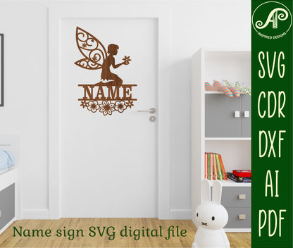 Flower fairy shape name sign SVG / DXF / AI / PDF / CDR