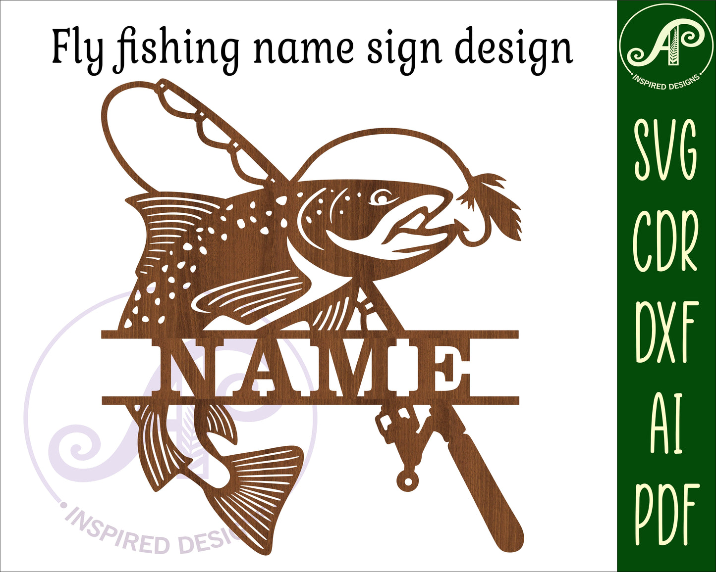 Fly fishing shape name sign SVG / DXF / AI / PDF / CDR