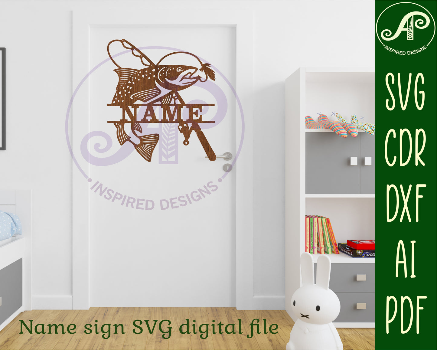 Fly fishing shape name sign SVG / DXF / AI / PDF / CDR