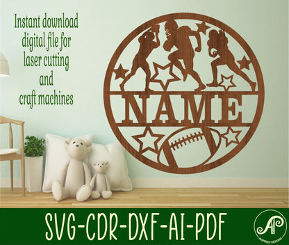 Football name wall sign. SVG / DXF / AI / PDF / CDR