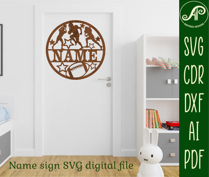 Football name wall sign. SVG / DXF / AI / PDF / CDR