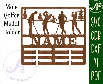 Golfer male medal holder sign. SVG / DXF / AI / PDF / CDR