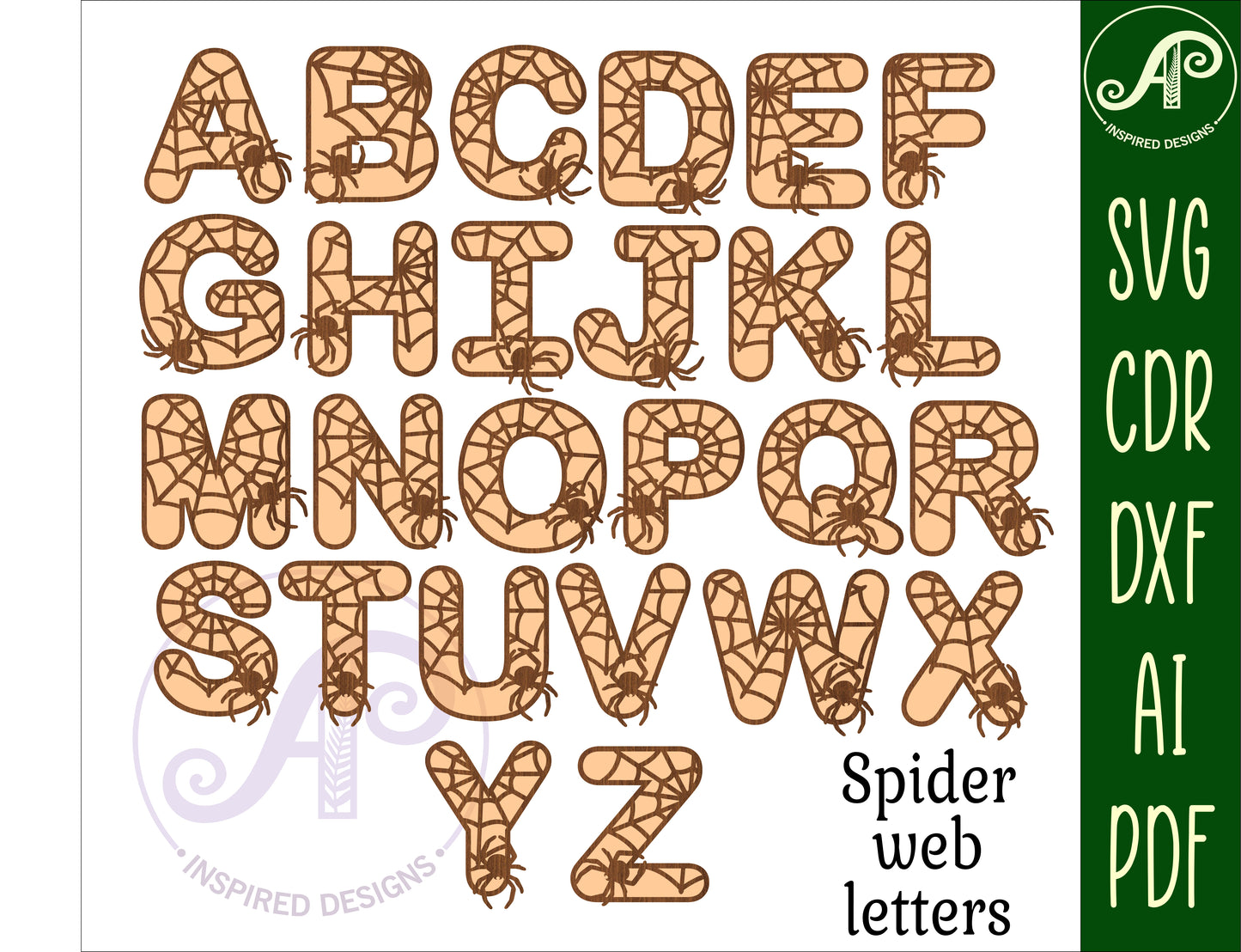 Halloween alphabet letter set. 52 letter options