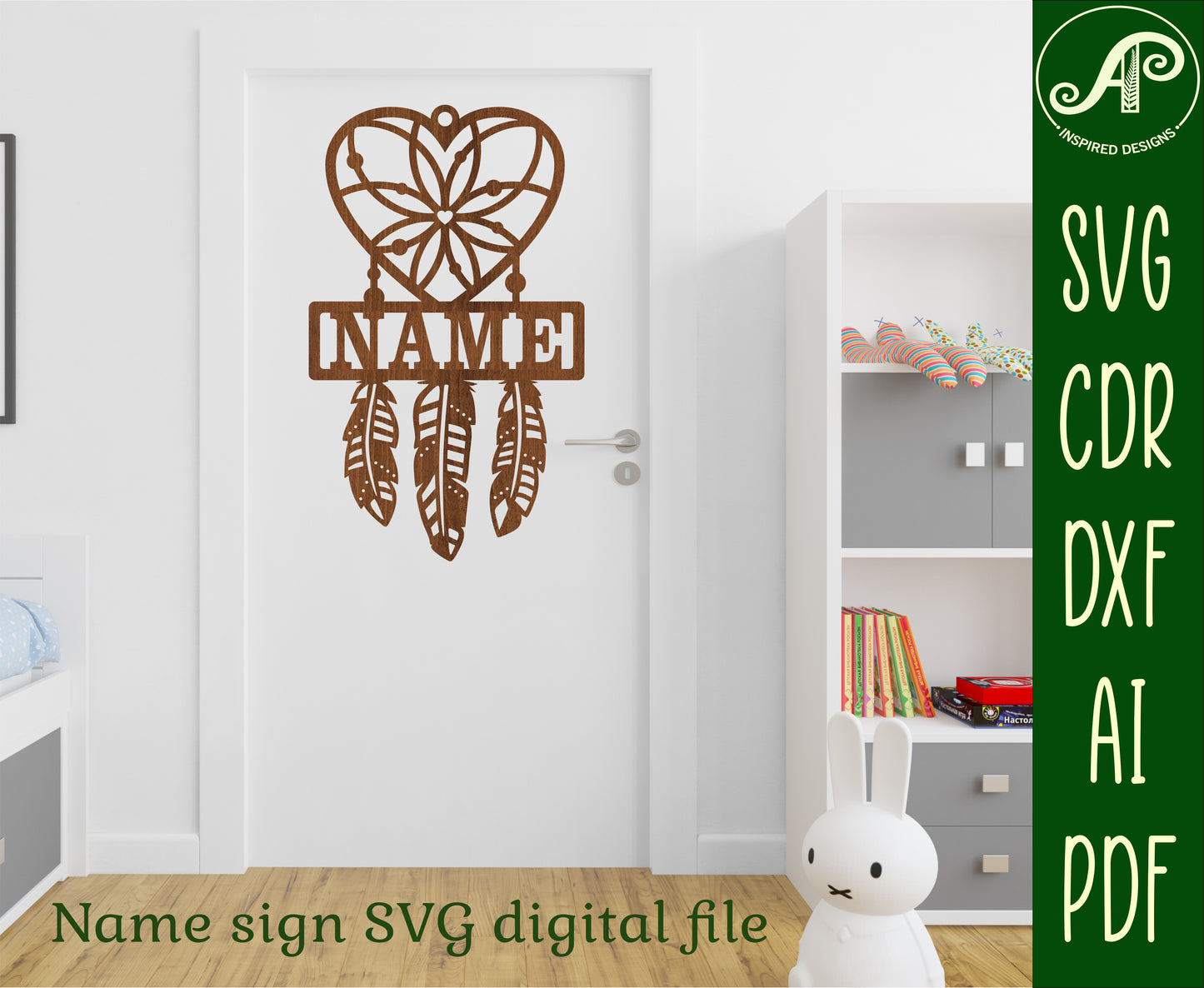 Heart Dreamcatcher shape name sign SVG / DXF / AI / PDF / CDR