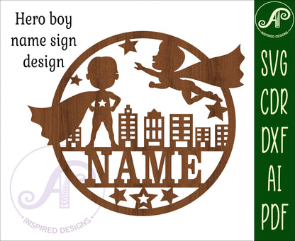 Hero boy name wall sign. SVG / DXF / AI / PDF / CDR