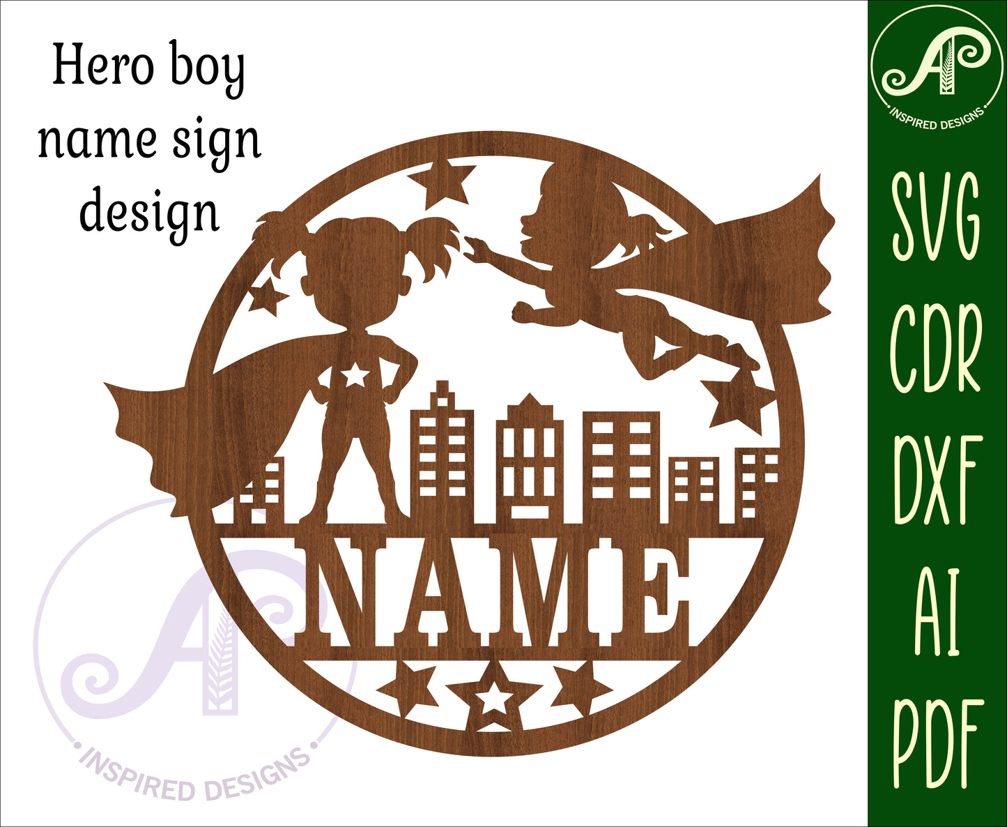 Hero girl name wall sign. SVG / DXF / AI / PDF / CDR