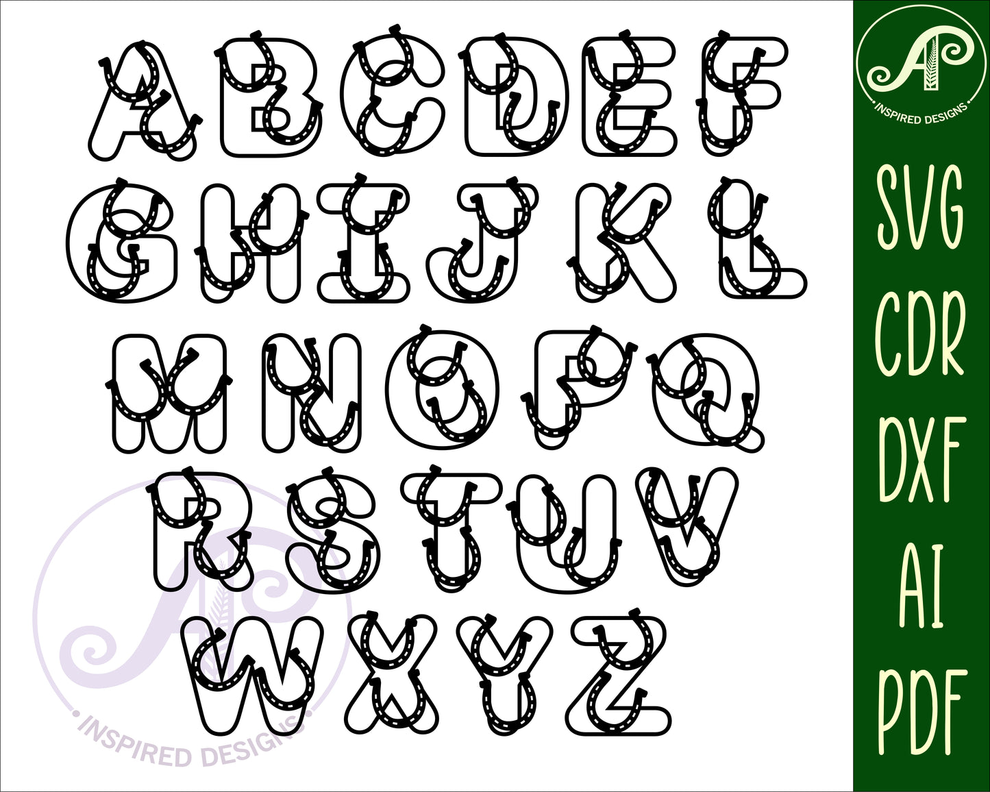 Horse alphabet letter set. 93 letter options