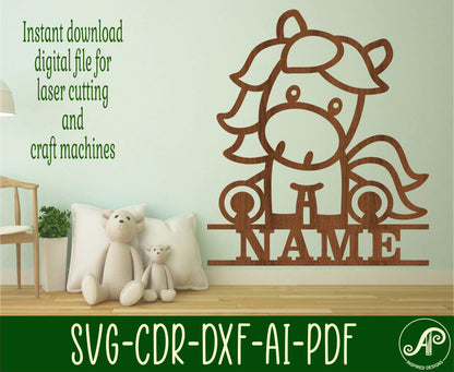 Horse shape name sign SVG / DXF / AI / PDF / CDR