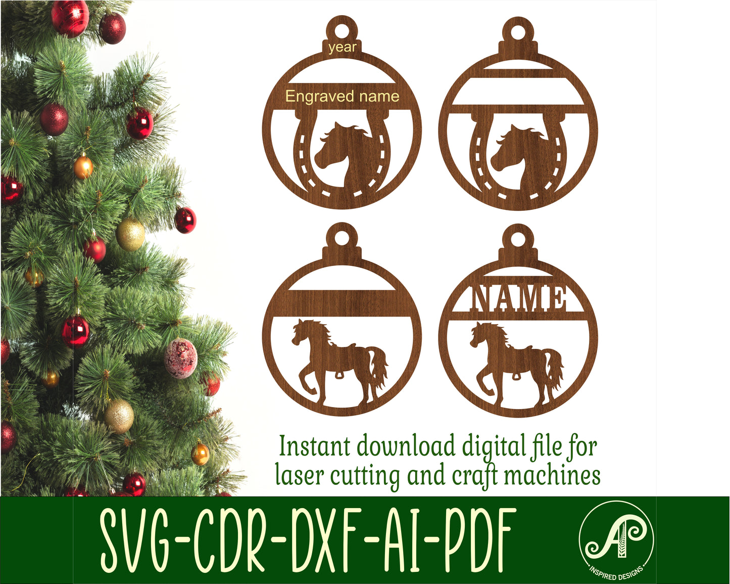 Horse ornament designs SVG / DXF / AI / PDF