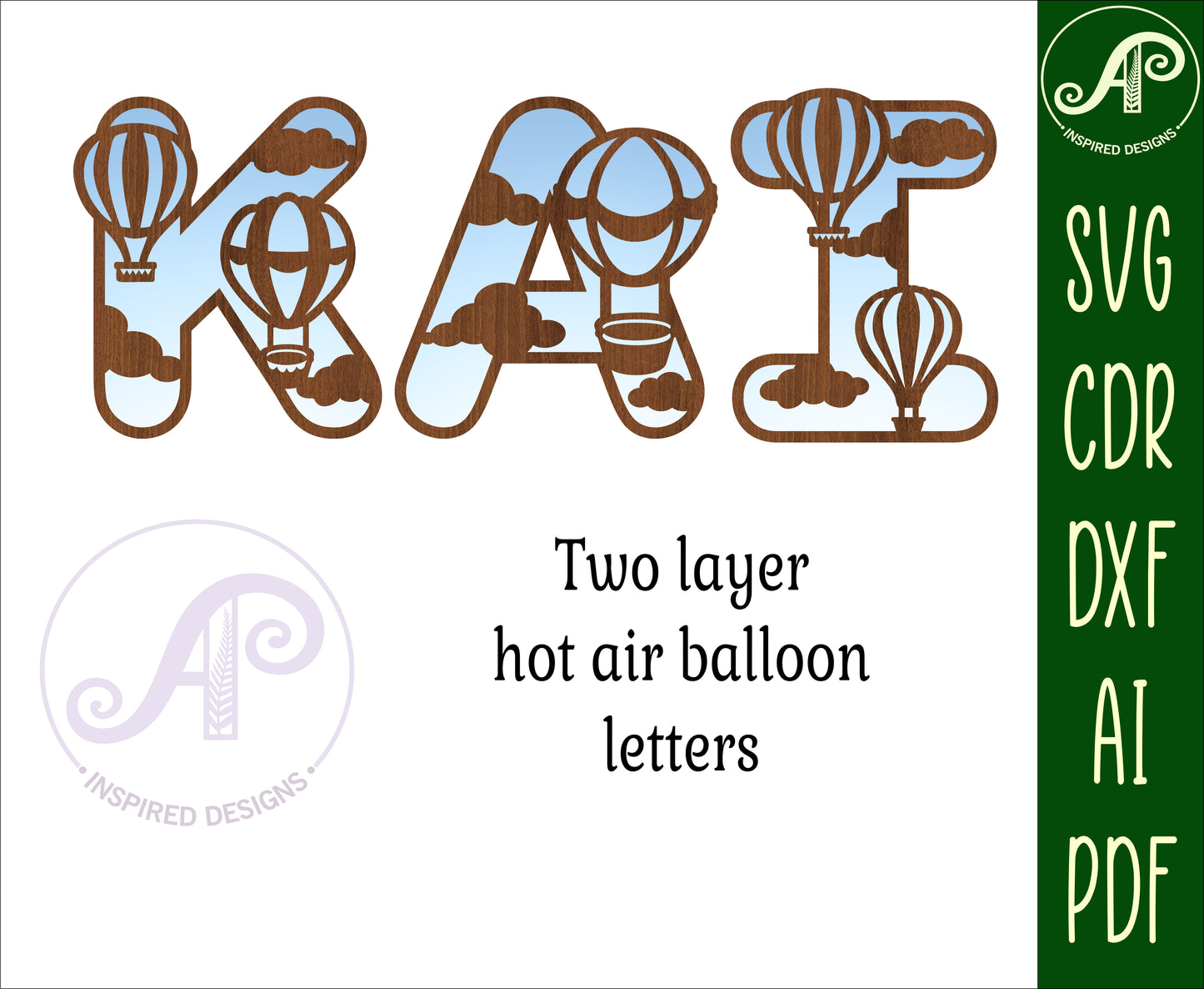 Hot air balloon alphabet letter set. 49 letter options