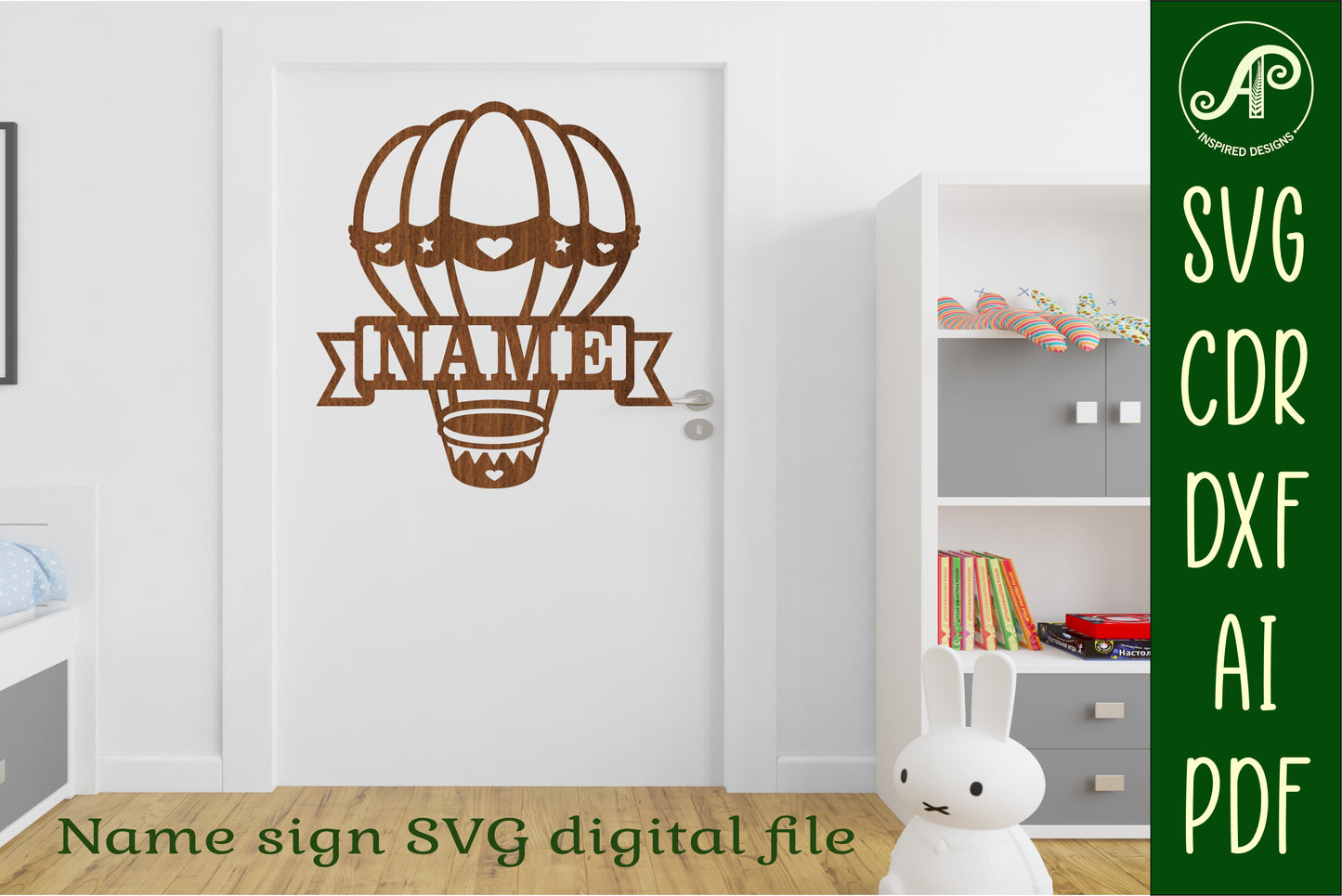 Hot air balloon shape name sign SVG / DXF / AI / PDF / CDR