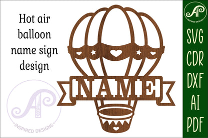 Hot air balloon shape name sign SVG / DXF / AI / PDF / CDR