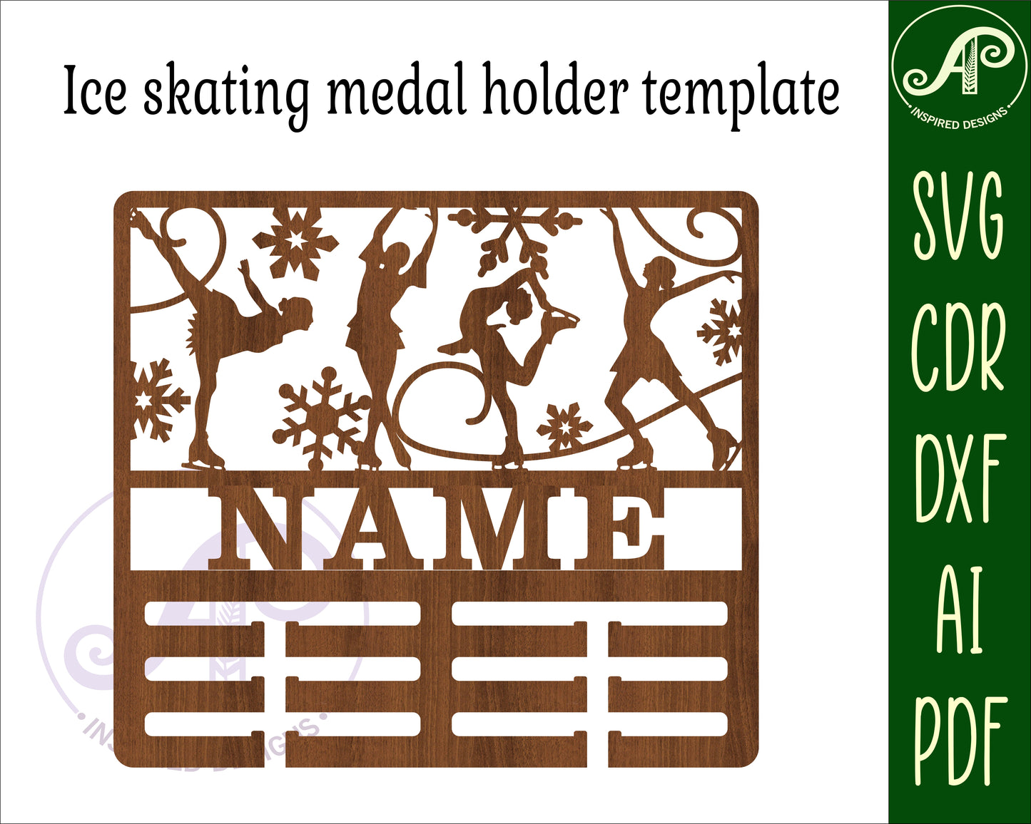 Ice skating female medal holder sign. SVG / DXF / AI / PDF / CDR