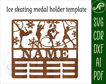 Ice skating female medal holder sign. SVG / DXF / AI / PDF / CDR