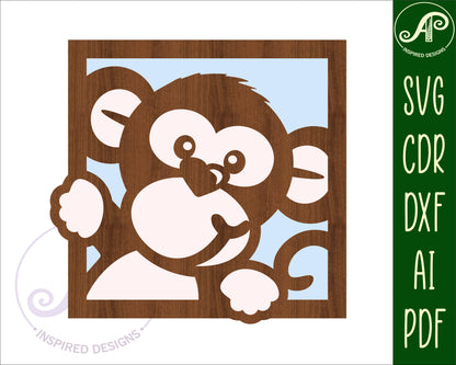 Square jungle animal wall sign set SVG / DXF / AI / PDF / CDR