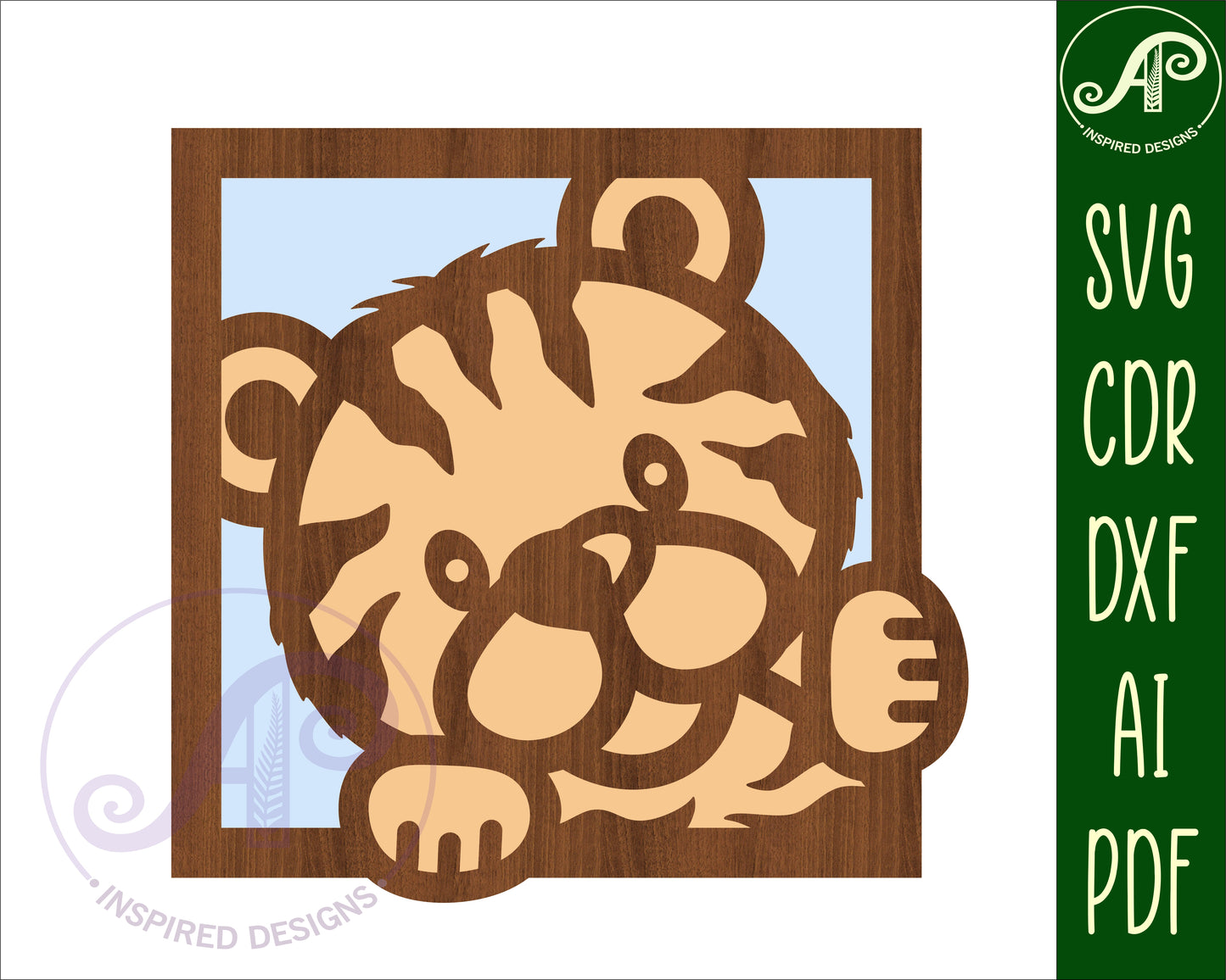 Square jungle animal wall sign set SVG / DXF / AI / PDF / CDR