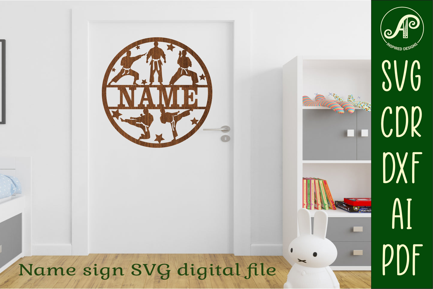 Karate male name wall sign. SVG / DXF / AI / PDF / CDR