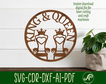 King and queen thrones wall sign design SVG / DXF / AI / PDF / CDR