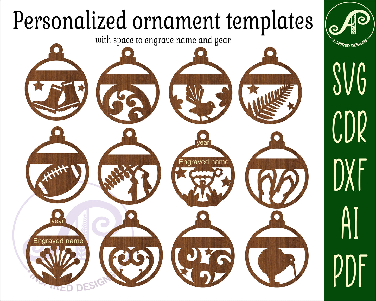 Kiwiana ornament designs SVG / DXF / AI / PDF